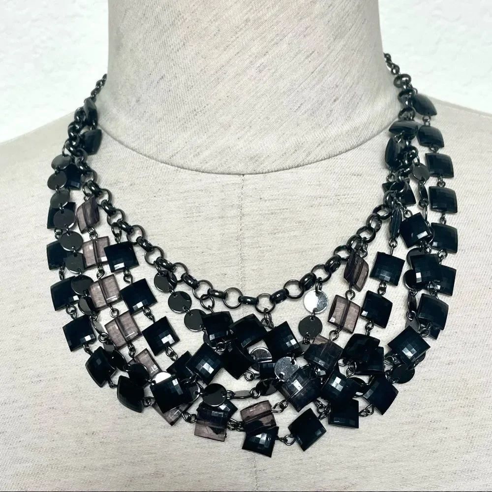 Multi strand black multi beaded necklace